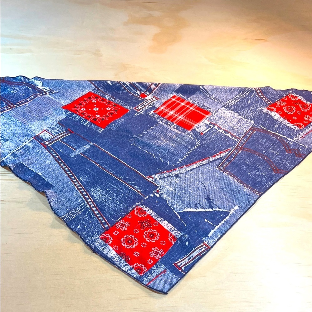 Blue and Red Patchwork Bandana